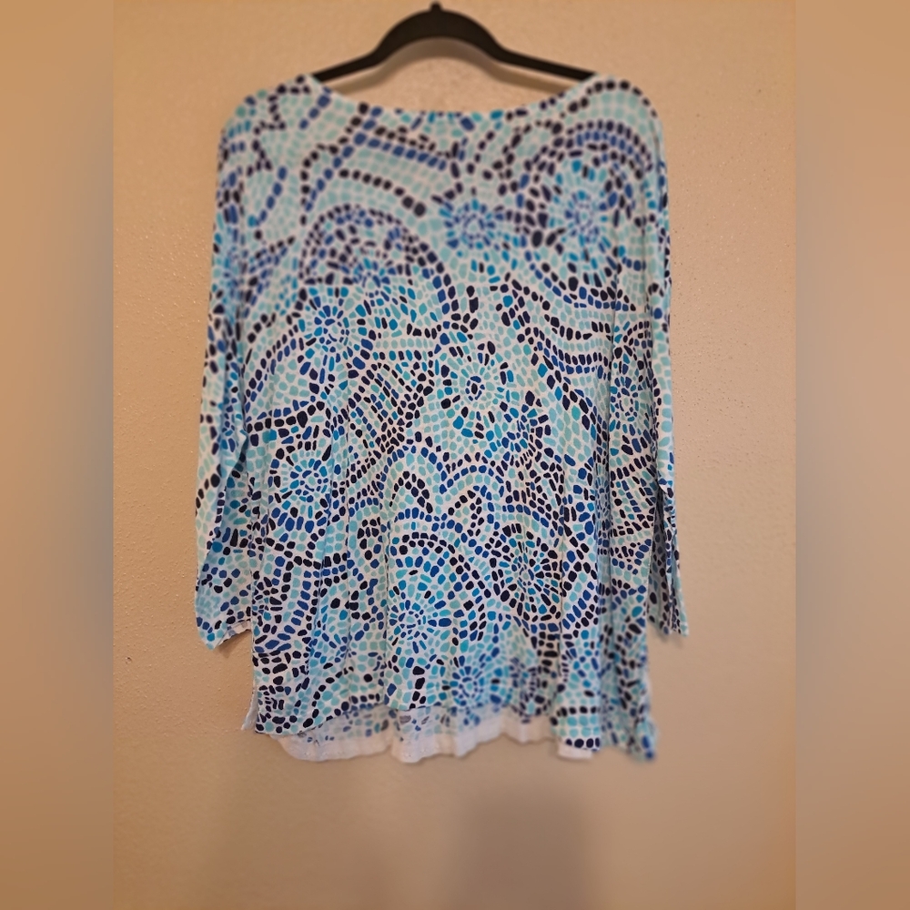 Blue Patterned Women's Top - Picture 4 of 10